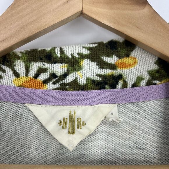HWR Anthropologie Cardigan Sweater Size Medium Blazer Knit Floral Artsy Bloom - Picture 4 of 8